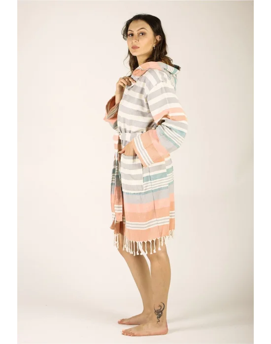 Trivia Grey & Terra Bathrobe