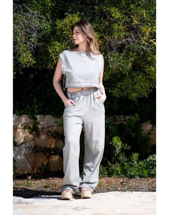 Atelier Chaputs Linen Vesa Gray Crop One-Size