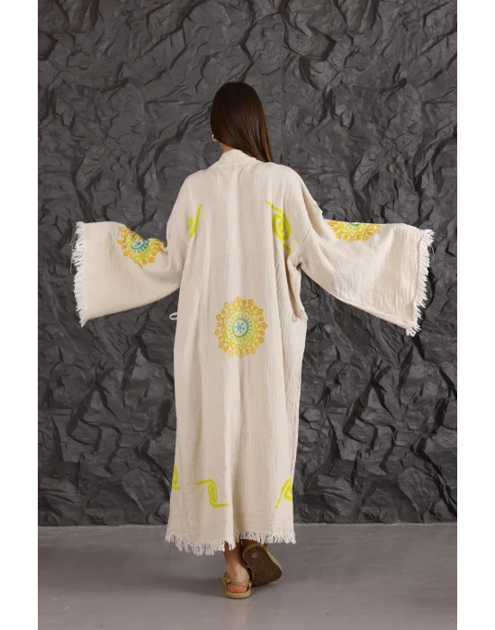 Neon Motif Wooden Printed Bathrobe