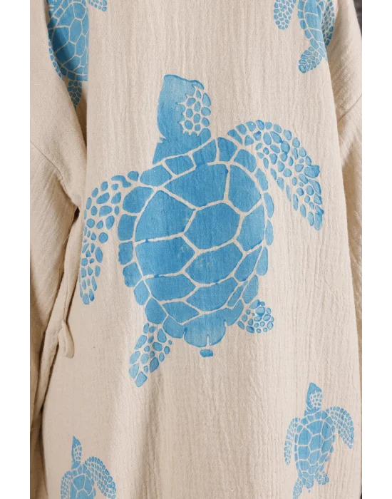 Turtle Wooden Printed Bathrobe