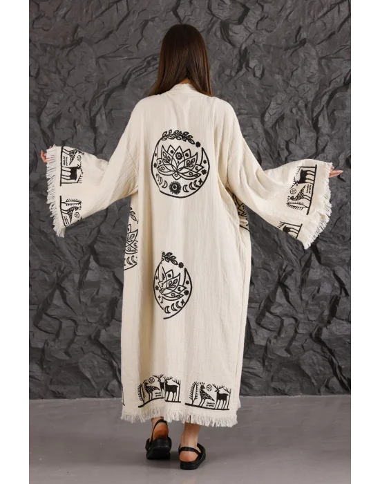 Lotus Wooden Printed Bathrobe