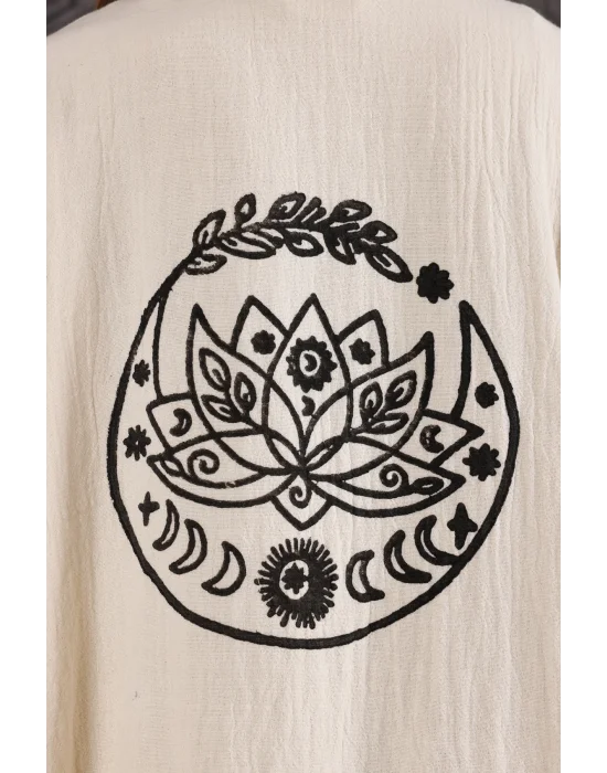 Lotus Wooden Printed Bathrobe