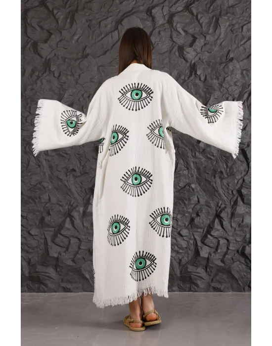 Green Eye Wooden Printed Bathrobe
