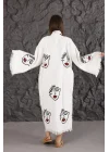 Lady Eye Wooden Printed White Kaftan