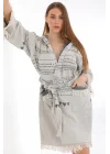 Aspendos Beige & Black Bathrobe