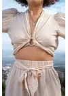 Aya Beige Muslin Blouse