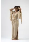 Atelier Chaputs 100% Cotton Muslin Beige Split Trouser One-Size