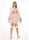 Coral Wooden Stamp Bathrobe