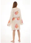 Coral Wooden Stamp Bathrobe