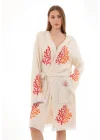 Coral Wooden Stamp Bathrobe