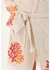 Coral Wooden Stamp Bathrobe