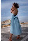 Atelier Chaputs 100% Cotton Muslin Hera Blue Dress One-Size
