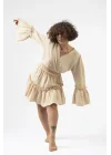 Atelier Chaputs 100% Cotton Muslin Ilayda Beige Blouse One-Size