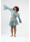 Atelier Chaputs 100% Cotton Muslin Ilayda Blue Blouse One-Size