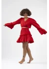 Atelier Chaputs 100% Cotton Muslin Ilayda Red Skirt One-Size