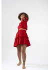 Atelier Chaputs 100% Cotton Muslin Ilayda Red Skirt One-Size