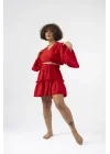 Atelier Chaputs 100% Cotton Muslin Ilayda Red Skirt One-Size