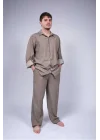 Atelier Chaputs Linen Khaki Button-Up Shirt