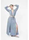 Atelier Chaputs 100% Cotton Muslin Meadow Blue Blouse One-Size