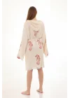Red Seahorse Wooden Stamp Bathrobe
