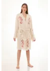 Red Seahorse Wooden Stamp Bathrobe
