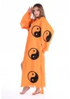 Sarasvati Orange Wooden Printed Bathrobe