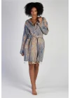 Tonna Navy Blue & Caramel Bathrobe