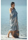 Tonna Navy Blue & Caramel Peshtemal