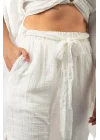 White Muslin Slit Trouser