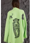Tiger Wooden Printed Green Bathrobe