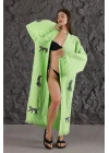 Tiger Wooden Printed Green Bathrobe