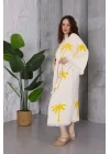 Palm Wooden Printed Cream Bathrobe