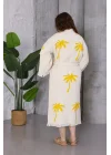 Palm Wooden Printed Cream Bathrobe