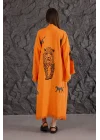 Tiger Wooden Printed Orange Bathrobe