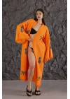 Tiger Wooden Printed Orange Bathrobe