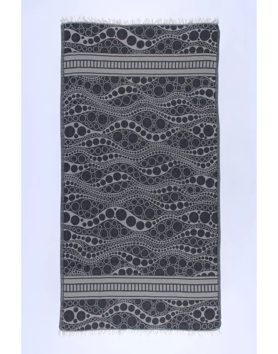 Dalga Foam Black Peshtemal