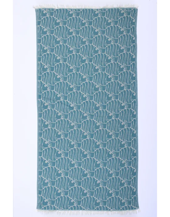 D. Fish Aqua Green Peshtemal