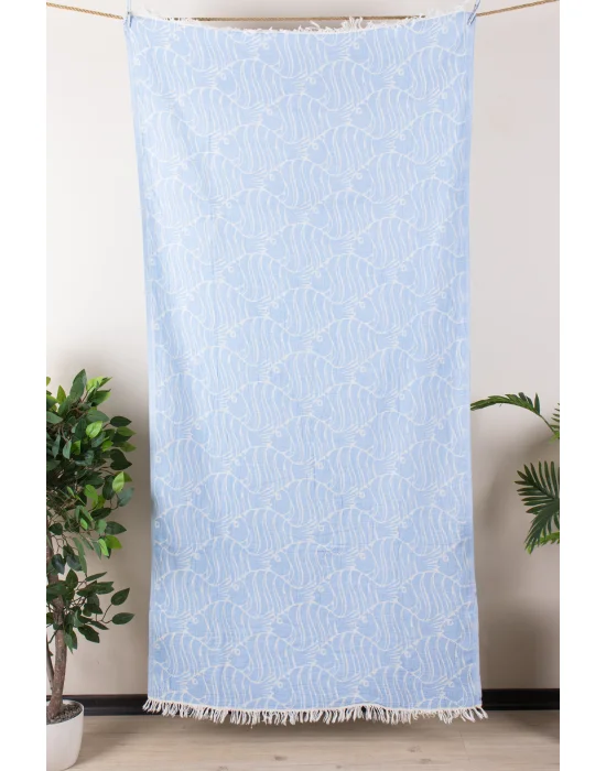 D. Fish Light Blue Peshtemal