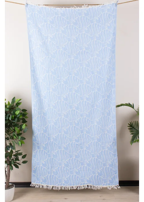 D. Fish Light Blue Peshtemal