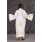Neon Orange Eye Wooden Printed White Bathrobe
