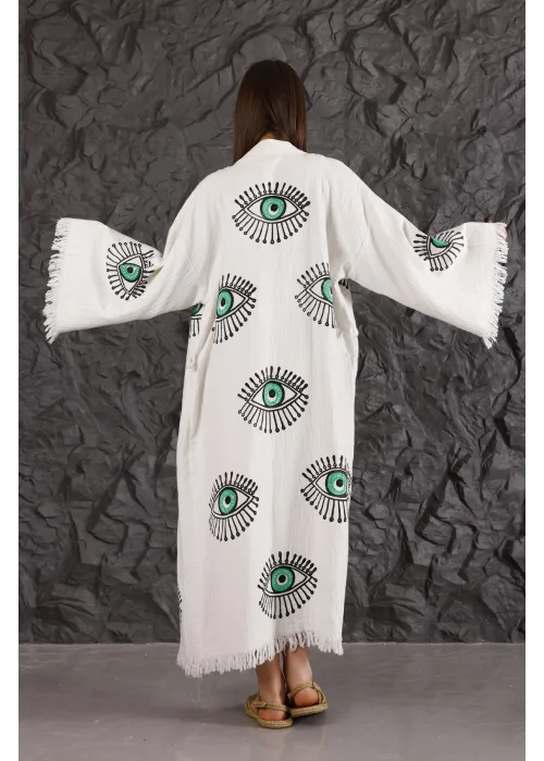Green Eye Wooden Printed Kaftan