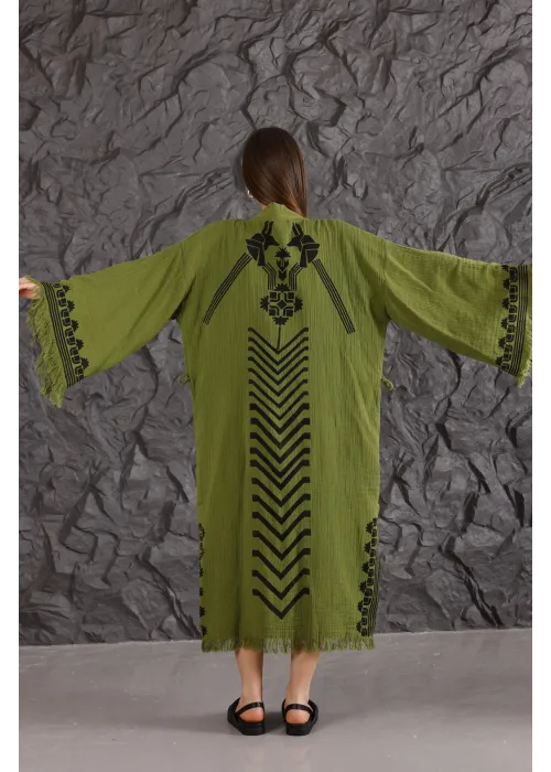 Harmakis Wooden Printed Bathrobe