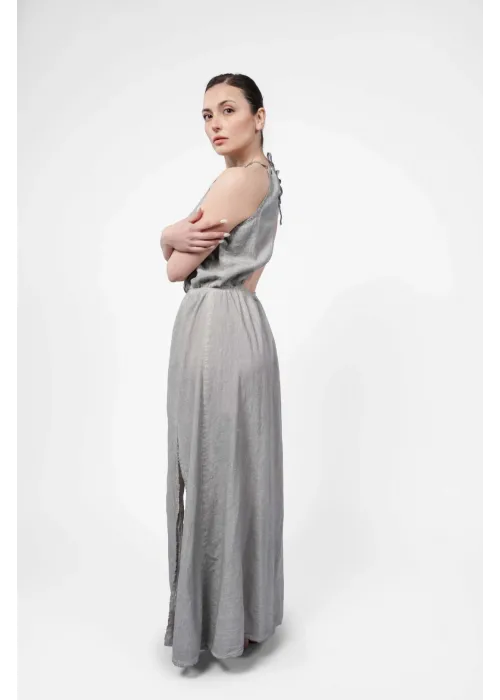 Ateiler Chaputs Linen Flora Gray Dress One-Size