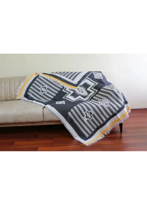 Geo Throw - Black & Yellow