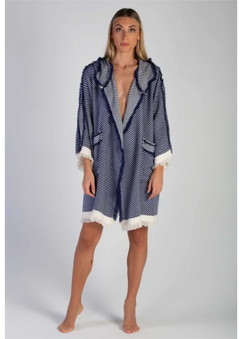 Chevron Navy Blue Bathrobe