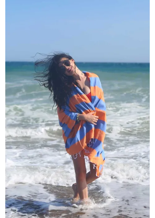 Clotho Orange & Blue Peshtemal