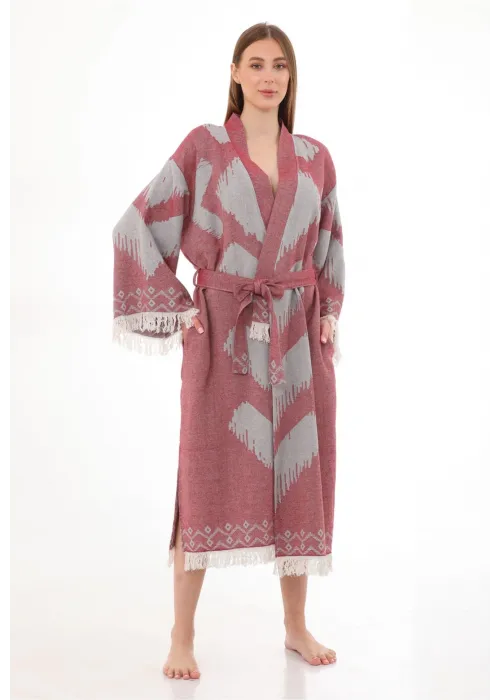 Edessa Burgundy Bathrobe (Sustainable Cotton)