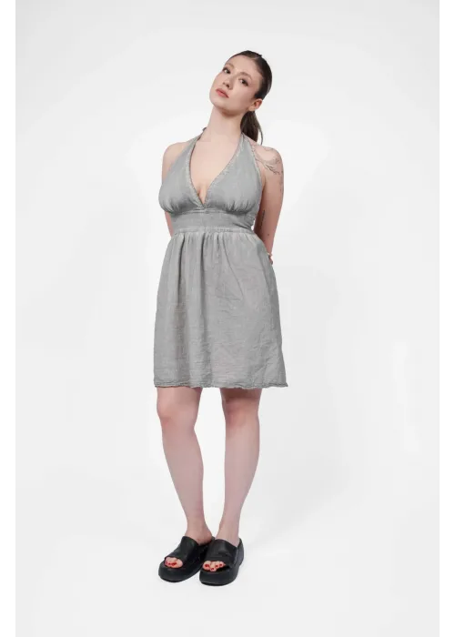Ateiler Chaputs Keten Hera Gri Elbise One-Size