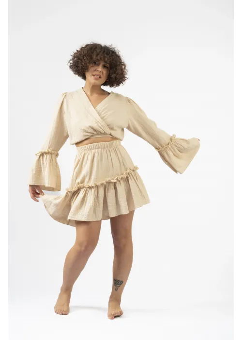 Ateiler Chaputs %100 Pamuk Müslin Ilayda Bej Bluz One-Size