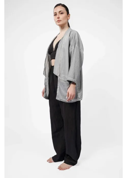 Ateiler Chaputs Keten Gri Kimono One-Size